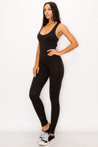 Women's Black Midnight Allure Cross Back Skinny Jumpsuit – front view