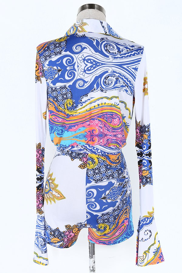 Women's Paisley Print Bell Sleeve Romper - photo 3