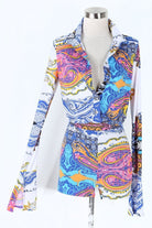 Women's Paisley Print Bell Sleeve Romper