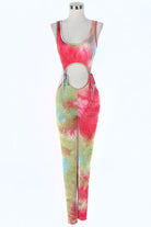 Women's Tie-Dye Sleeveless Cutout Jumpsuit