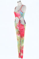 Women's Tie-Dye Sleeveless Cutout Jumpsuit - photo 2