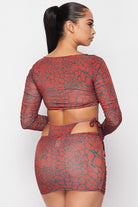 Women's Snake Print Square Neck Crop Top & Mini Skirt Set - photo 4