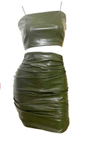 Faux leather skirt set side view