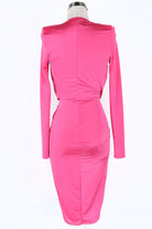 Women's pink mock neck long sleeve front cutout midi dress - photo 4