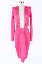 Women's pink mock neck long sleeve front cutout midi dress - photo 2