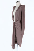 Women's mocha mock neck long sleeve front cutout midi dress - photo 2