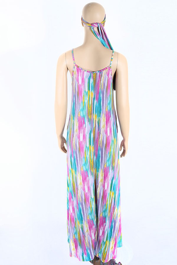 Women's Pastel Tie-Dye Halter Maxi Dress - photo 3