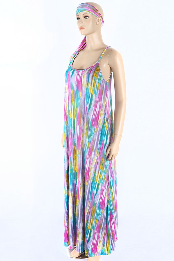 Women's Pastel Tie-Dye Halter Maxi Dress - photo 2