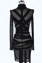 Women's Sheer Mesh Strappy Wrap Fringe Mini Dress - photo 4