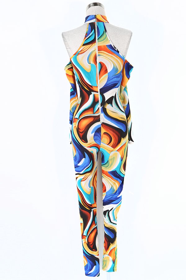 Women's Abstract Print One Shoulder Jumpsuit - photo 4