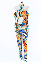 Women's Abstract Print One Shoulder Jumpsuit