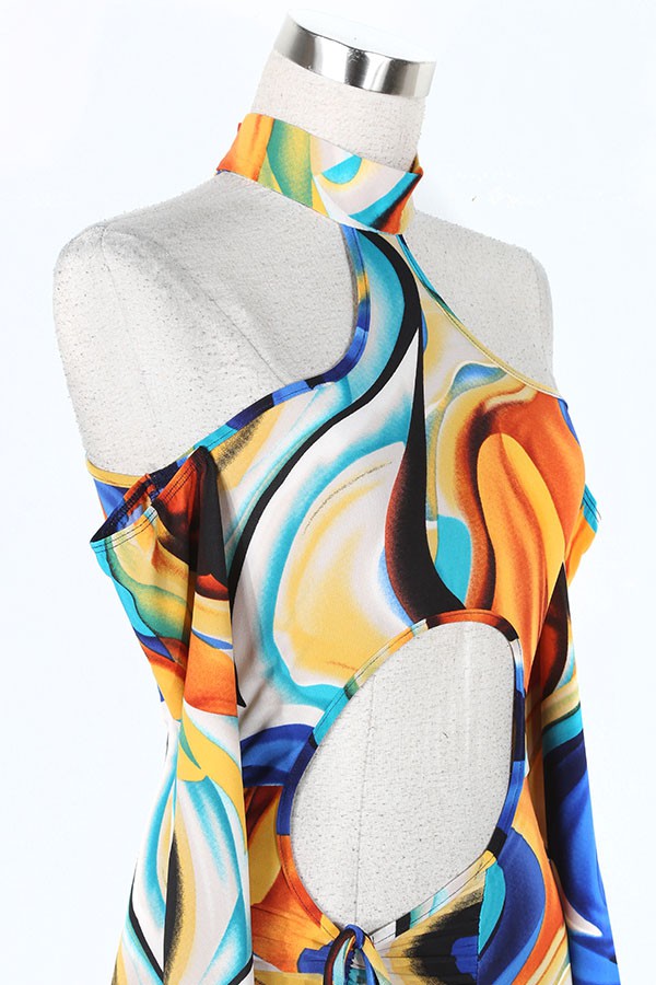 Women's Abstract Print One Shoulder Jumpsuit - photo 3