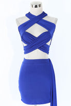 Women's royal cutout halter top and mini skirt set - photo 2