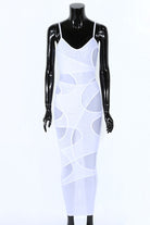 Women's Sheer Mesh Spaghetti Strap Cutout Midi Dress