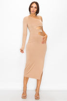 Women's One Shoulder Waist Cutout Maxi Dress – side view
