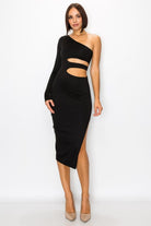 Women's One Shoulder Waist Cutout Maxi Dress – detail view