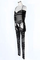 Women's Printed Sheer Mesh Cold Shoulder Jumpsuit - photo 2