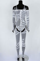 Women's Printed Sheer Mesh Cold Shoulder Jumpsuit - photo 3