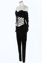 Women's Velvet Off-Shoulder Lace-Up Corset Jumpsuit - photo 2