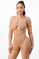Women's Sheer Ring Cutout Long Sleeve Jumpsuit - photo 2