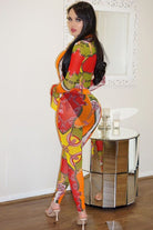 Women's Abstract Print Long Sleeve Fitted Jumpsuit - photo 3
