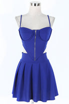Women's royal strapless fit-and-flare skater mini dress