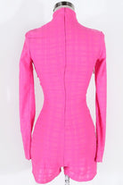 Women's Ribbed Mock Neck Long Sleeve Lace-Up Cutout Romper - photo 3