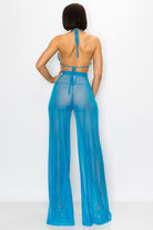 Women's Turquoise Midnight Temptation Mesh Bra & Pants 2 Piece Set – detail view