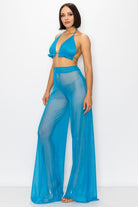 Women's Turquoise Midnight Temptation Mesh Bra & Pants 2 Piece Set – front view