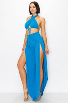 Women's Luna Drift Modal Bra Top & Side Slit Pants Set – back view