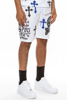 Cross skull sweat shorts front view - Epicplacess