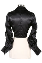 Women's Satin Tie Front Long Sleeve Crop Shirt - photo 2