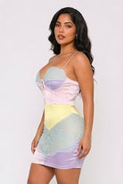 Women's Sheer Lace Color-Block Bustier Mini Dress - photo 2