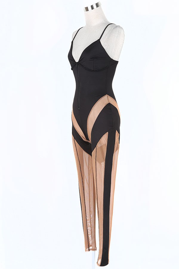 Women's Spaghetti Strap Sheer Mesh Panel Jumpsuit - photo 2