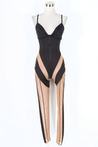Women's Spaghetti Strap Sheer Mesh Panel Jumpsuit