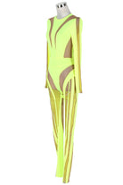 Women's Neon Mesh Panel Mock Neck Long Sleeve Jumpsuit - photo 2