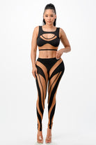 Women's Mesh Panel Bra Top & Leggings Set