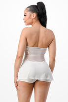 Women's white lace corset top and shorts set - photo 4