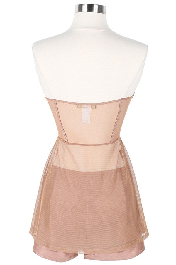 Women's nude lace corset top and shorts set - photo 3