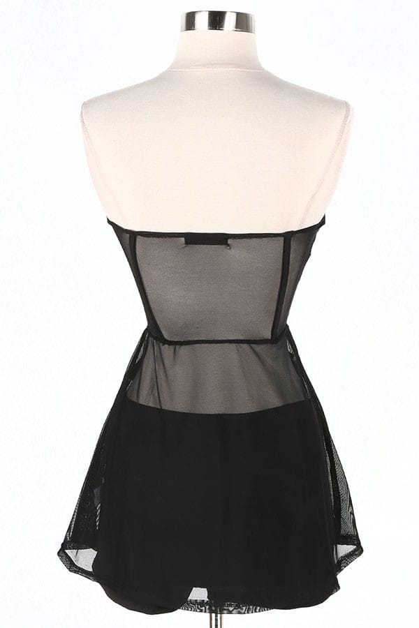 Women's black lace corset top and shorts set - photo 3