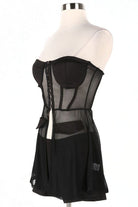 Women's black lace corset top and shorts set - photo 2