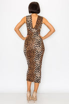 Women's Savage Allure Animal Print Slip Midi Dress – full-length view