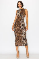Women's Savage Allure Animal Print Slip Midi Dress – side view