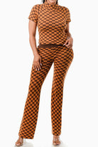 Checker print set front