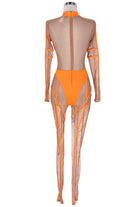 Women's Sheer Mesh Contrast Trim Halter Jumpsuit - photo 3