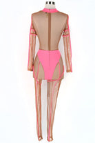 Women's Sheer Mesh Contrast Trim Halter Jumpsuit - photo 3