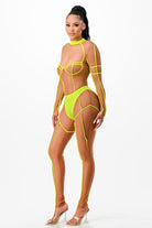 Women's Sheer Mesh Contrast Trim Halter Jumpsuit - photo 3
