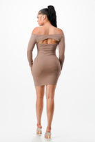Women's Ribbed Off-Shoulder Cutout Button Front Mini Dress - photo 4