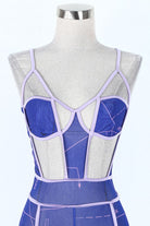 Women's Sheer Mesh Contrast Trim Bustier Jumpsuit - photo 7
