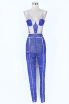 Women's Sheer Mesh Contrast Trim Bustier Jumpsuit - photo 6